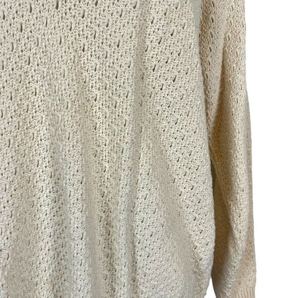Jantzen Vintage Pointelle Cottagecore Scalloped V-Neck Long Sleeve Sweater XL - Picture 3 of 16